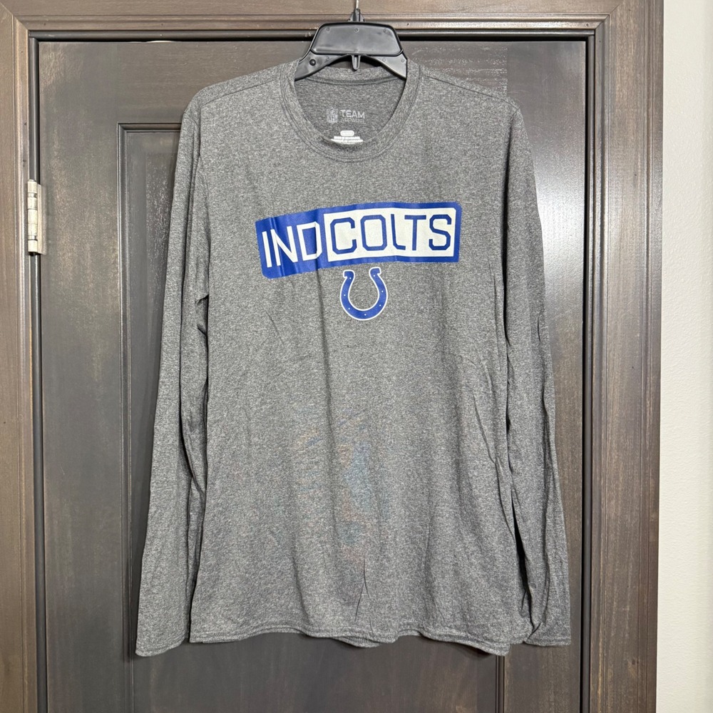 NFL Team Apparel Indianapolis Colts Long Sleeve Shirt Mens Medium Gray Heather